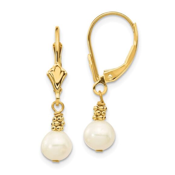14k Yellow Gold 5-6mm Semi-round Freshwater CultuPearl Leverback Earrings,All Products : American Fashion Style Bags On Sale